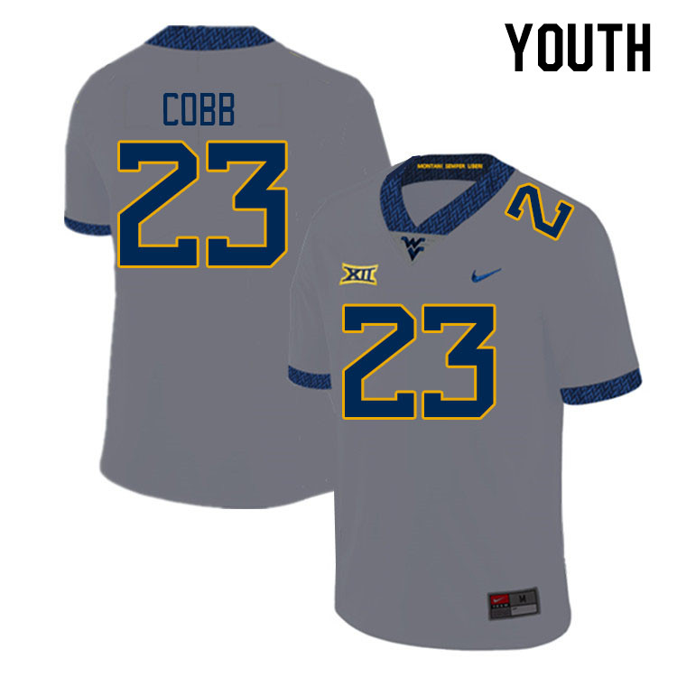 Youth #23 Keyshawn Cobb West Virginia Mountaineers College Football Jerseys Stitched Sale-Gray - Click Image to Close